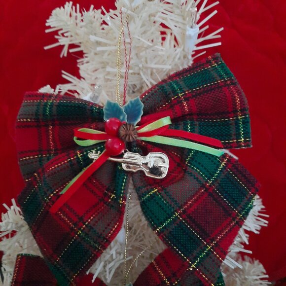 23 RED Ornaments & Two Furry Velvet Plaid Traditional Christmas Stockings - Picture 3 of 7